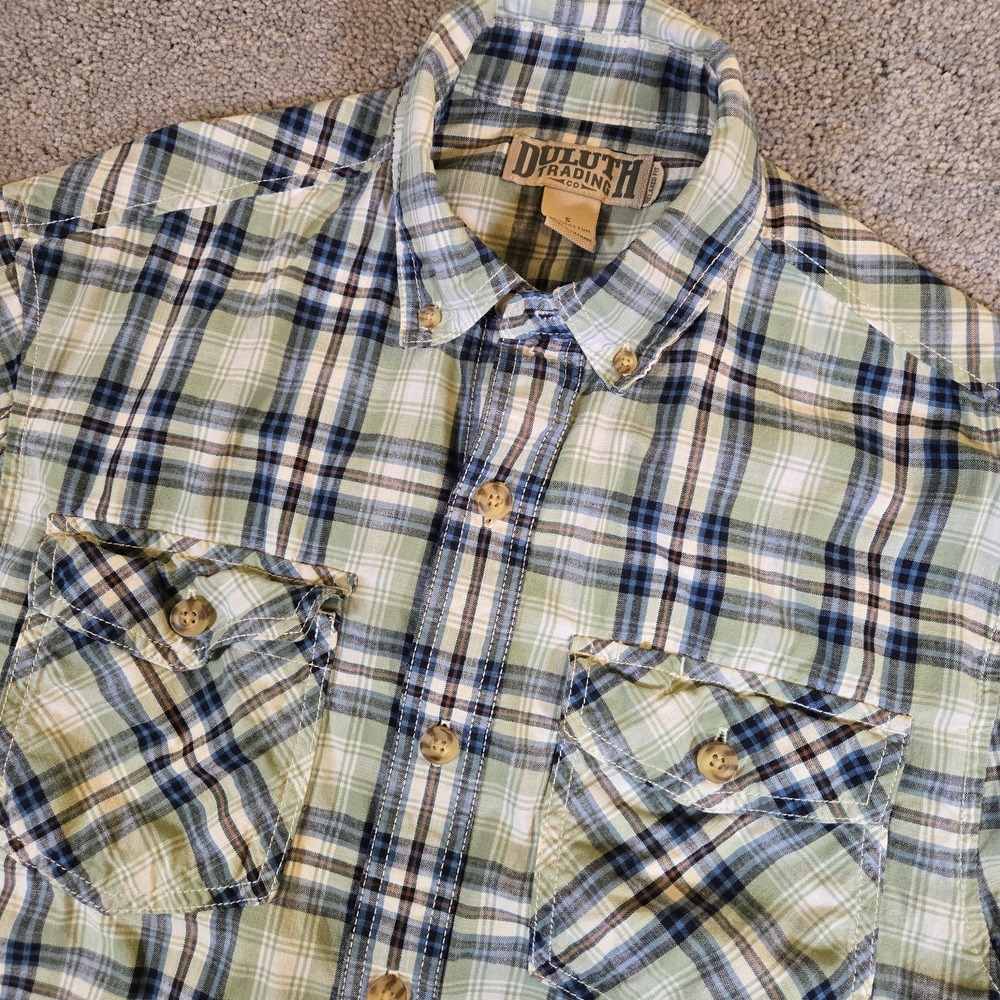 Duluth Trading Breezeshooter Performance Plaid Button Down Relaxed Fit‎ Sz Small